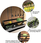 Ceiling Mounted Metal Iron Wine Shelf with Chain for Hanging Plants and Flower Stand Decorative Display Storage Rack for Restaurant Kitchen Bar 140x25x15cm