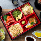 2 Pcs 10.6 x 8.3 x 2.2 Inch Japanese Lunch Box 6 Compartments Divided Bento Box with Greaseproof Adult Japanese Bento Lunch Container Sushi Home Restaurant