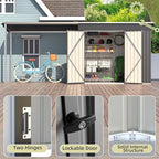 AECOJOY 8x4 FT Outdoor Storage Shed & Hardtop Gazebo Combo, 14x4FT Metal Lean to Shed with 6‘x4’ Open Pergola, 2-in-1 Tool Sheds & Outdoor Storage for Patio, Backyard, Garden