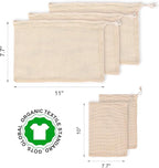 Reusable Bags Produce Bags Reusable Washable - Vegetable Bags, Grocery Bags, Cotton Mesh Bags for Farmers Market, Beach, and Refrigerator Storage Vegetables (12)