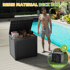 31 Gallon Waterproof Resin Deck Box, UV Resistant Outdoor Storage for Garden, Patio, Porch, Delivery（Black，31 Gallon）
