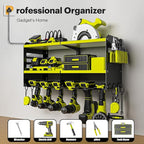 Power Tool Organizer, 15 Min Quick Assembly & Max 420lb Load by Heavy Duty Metal, 6 Slots for Cordless Drill with 4 Outlet Power Strip in Garage/Workshop/Suitable for Thanksgiving/Christmas
