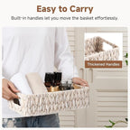 StorageWorks Wicker Toilet Paper Basket for Back of Toilet Baskets, Water Hyacinth Bathroom Basket Organizer and Storage for Tank Topper, Small Tank Trays for Decor with Built-in Handles, White