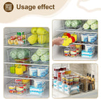 Clear Fridge Organizer, Refrigerator Organizer Bins with Handle, Freezer, Kitchen Cabinet, Pantry Organization, BPA Free Fridge Organizers (12.4 inch 2 Pack)