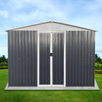 10FT x 8FT Outdoor Storage, Metal Anti-Corrosion Utility Tool House with Lockable Door & Shutter Vents，Outdoor Waterproof Garden Tool Storage Sheds（with 4 Transparent Window）