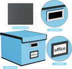 Huolewa Decorative File Organizer Document Storage Boxes with Lids, Linen Hanging Filing Storage Boxes, Decorative Home/Office Filing System for File and Folders Storage