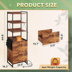 DEVAISE 2 Drawer File Cabinet with Lock, Charging Station & Adjustable Shelf,Tall Filing Cabinet for Home Office with Hook, Printer Stand Fits A4/Letter/Legal, Rustic Brown