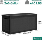 YITAHOME 260 Gallon Outdoor Storage Box, Large Water Resistant Resin Deck Box, Indoor Outdoor Lockable Storage Container for Patio, Garden, Cushions, Tools, Equipment(Black)