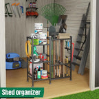 keomaisyto Garden Tool Organizer for Garage Organization, 3 Tier Yard Tool Storage Rack with 35 Long-Handled Tool Slots, Heavy Duty Garden Tool Holder with Large Hooks for Shed, Yard, Garage