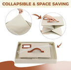 Storage Standard 2-Pack File Organizer Box with Lid - Collapsible Hanging Linen Document Organizer Portable File Boxes, Lightweight & Portable Filing Box Crates with Handles & Extras, Ivory