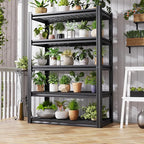 2Pack Storage Shelves 5-Tier Heavy-Duty Steel Storage Shelving Unit Adjustable Boltless Rack, 2500 lbs Capacity – Durable Organizer for Garage, Kitchen, Basement & Workshop 71”x46”x17.7” Black