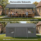 COBIZI 10x20 FT Heavy Duty Carport with Galvanized Frame, Carport Canopy with Roll-up Windows, Storage Tent with Removable Sidewalls & Doors, Built-in Sandbags for Car Boat Truck, Gray
