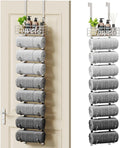 SWTYMIKI Hanging Towel Racks for Bathroom - 9 Tier Over The Door & Wall Mounted Bath Rolled Towel Storage Organizer Holder for Small Bathroom, RV, Camper (Polished Nickel, 9-Tier)