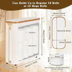 Toilet Paper Storage Basket with Lid - The Ultimate Bathroom Organizer, Free Standing Toilet Paper Holder for Up to 12 Mega Rolls, Toilet Tissue Storage Bin with Handle for RV Closet, Beige