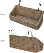 StorageWorks Woven Wall Baskets for Storage, Seagrass Baskets for Shelf, Wall Storage for Kitchen and Bathroom, Hanging Baskets for Organizing, 2 Pack