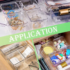 8 PCS Stackable Clear Drawer Organizers 3" x 3" x 2" Square Trays Small Makeup Vanity Storage Bins Clear Desk Drawer Organization Container Dividers for Office Bathroom Kitchen Utensil