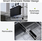 JASIWAY Dish Drying Rack in Sink, Expandable Stainless Steel Dish Drainers for Kitchen Counter, Dish Dryer Rack for Inside Sink, Over The Sink Dish Racks with Utensil Holder, Silver