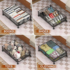 Under Bed Storage Containers,2 Pack Foldable Underbed Storage Containers with Handles and Wheels,Folding Bed Shoes Clothes Organizer,Easy Assembly Underbed Storage for Toy ,Bedding,Bedroom(Black)