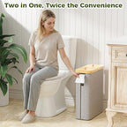42L Toilet Paper Basket with Bamboo Lid, Toilet Paper Storage with Toilet Paper Holder & Non-Slip Mat for Bathroom Organizer, Holds up to 19 Regular Rolls or 14 Mega Rolls, Collapsible & Stackable