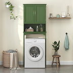 Yaheetech Over The Toilet Storage Cabinet, Over Toilet Cabinet with Adjustable Shelf, Bathroom Storage Organizer with Double Wood Doors, Green