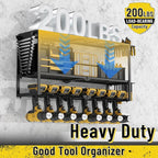 Power Tool Organizer Wall Mount, Heavy Duty 8 Drill Holder Wall Mount, Metal Cordless Tool Shelf, Tool Holder and Storage Rack for Garage Organization Workshop