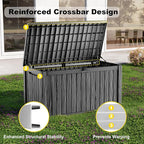 180 Gallon Waterproof Outdoor Storage Box, UV Resistant Resin Deck Box with Hydraulic Rod for Reinforced Stability, Perfect for Patio, Garden, and Pool（Black，180 Gallon）