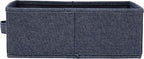 Collapsible Cotton Blend Rectangular Storage Drawer with Handle, Set of 2, Denim