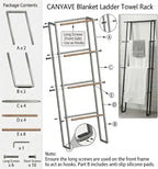 Metal Leaning Ladder Towel Rack, 4-Tier Blanket Stand for Bathroom Living Room, No Drilling Quilt Storage Organizer