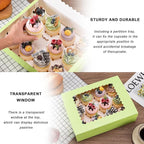 Hoewina 6PCS Cupcake Boxes - Hold 12 Count Cupcake Containers with Window, Food Grade Cupcake Holder Easy Transport and Presentation - Ideal for Cupcakes, Desserts, and More (Light Green)