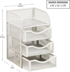 Mind Reader Desktop Accessory Storage, Paper Binder Clip Basket, Workspace, Office, Metal Mesh, 4.75"L x 5"W x 8"H, White