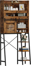 IRONCK Over The Toilet Storage with Cabinet, Sliding Barn Door, Side Storage Open Rack, Mass-Storage Over Toilet Bathroom Organizer for Bathroom, Restroom, Laundry, Vintage Brown