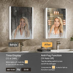 30x32 Lighted Medicine Cabinet Mirror with Lights & Smart Night Lamp -Surface or Recessed Medicine Cabinet Mirror with Outlet & Clock,Fogless Dimmable LED Storage Mirror,Built-in Sensor Light