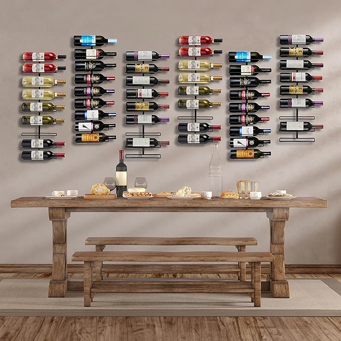 Sorbus Wall Mount Wine Rack – Holds 9 Bottles – Black Metal Wine Bottle Holder for Wall, Modern Wine Rack for Home Bar, Kitchen