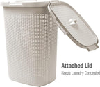 Mind Reader Slim Laundry Hamper with Lid, 60L Tall Clothes Basket, Narrow Tapered Design for Bathrooms, Closets and Laundry Rooms, Plastic, 2 Pack, Ivory