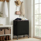 StorageWorks 2 Section Laundry Hamper, Rolling Laundry Cart with Wheels and Handles, Laundry Room Double Sorter for Organizer and Storage, 26.4 Gal(100L), Black