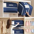 Comforter Storage Bag - 110L Large Capacity Blanket Storage Bags Ultra Space Saving Self Compression Organizer, Washable Compression Bags for Storage Comforter Blanket, 4-Pack, Navy Blue