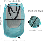 Larpur Pop Up Laundry Baskets, 2 Pack Mesh Laundry Hampers Collapsible Clothes Hampers for Home, Dorm, Travel (Black + Blue)