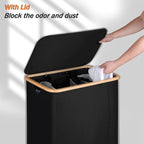 efluky Laundry Hamper with Lid, Trio Laundry Hamper with 3 Removable Bags, 3 Section Laundry Basket with Bamboo Handles for Bathroom, Bedroom & Laundry Room, 160L Black