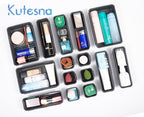 15 PCS Interlocking Desk Drawer Organizer Separator for Office,Bathroom,Kitchen,Makeup（Black）