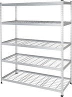 Amazon Basics 5 Shelf, High-Grade Aluminum, Silver, 60 x 24 x 78 Inch | Heavy Duty, 4000IBS, Adjustable, Storage, Shelving Unit