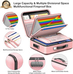 COLCASE Fireproof Document Organizer, Hard Fireproof Waterproof Document Box with Lock Creative Hard-Shell Design Fireproof Document Box for Important Documents Certificates Laptop Passports Pink