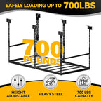 3x6 Ft Overhead Garage Storage Rack, 28-41 inch Height Adjustable Ceiling Mounted Organization Rack, 700 lbs Weight Capacity, 36"x72" Metal Rack for Garage Storage with Hanging Rods