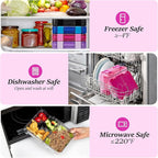 Bento Lunch Box for Kids, Plastic Lunch Box Case 5/6 Tritan Compartments, BPA free, Ideal Portion Sizes for On-the-Go Meal, Shiny Rose and Clear