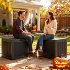 YITAHOME 30 Gallon Deck Boxes 2 Pack, Waterproof Outdoor Storage for Cushions, Tools & Pool Accessories, Resin Package Delivery for Patios, Gardens & Decks, Black