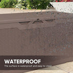 Patiowell 100 Gallon Resin Deck Box, Waterproof Large Outdoor Storage Box for Patio Furniture and Garden Tools, Dark Brown
