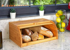 ROYALHOUSE Natural Bamboo Roll Top Bread Box Kitchen Food Storage - Assembly Required