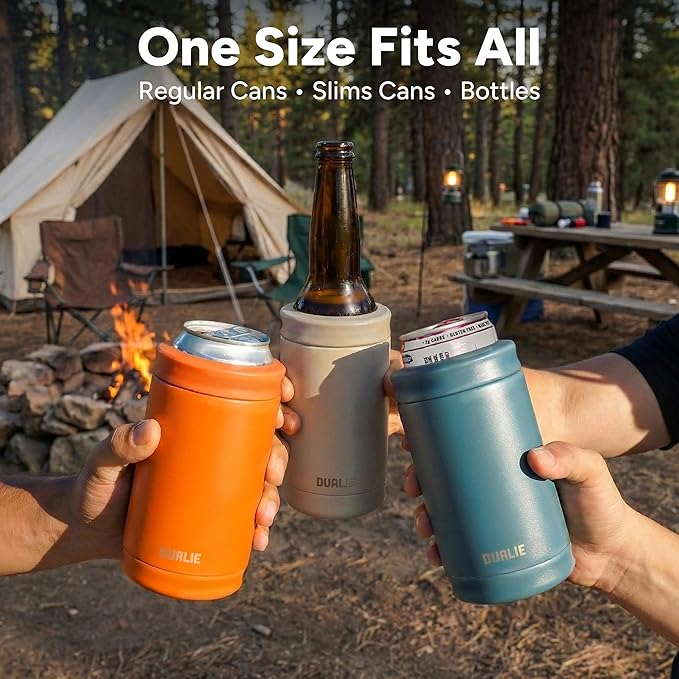 DUALIE 3 in 1 Insulated Can Cooler - 15+ Colors - Universal Size for 12 oz Cans, Slim Cans, and Bottles