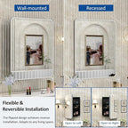 24x30 Inch Bathroom Medicine Cabinet with Mirror Metal Framed Recessed or Wall Mounted Mirrored Medicine Cabinets for Bathroom Brushed Silver