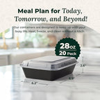 Enther Meal Prep Containers Single Lids, Food Storage Bento BPA Free | Stackable | Reusable Lunch Boxes, Microwave/Dishwasher, Freezer Safe,Portion Control (28 oz), 20 Pack 1 Compartment