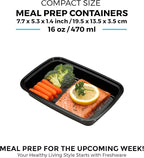 Freshware Meal Prep Containers 1 Compartment Food Storage Containers with Lids, Bento Box, BPA Free, Stackable, (16 oz), 150 count (Pack of 1)